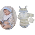 thumbnail image 2 of Muñeca Reborn, accesorios para bebés, de 4 piezas para y niñas recién nacidos de 17-18 pulgadas, mameluco a rayas con estampado de animale Yotijar Doll Rompers Hat Bib, 2 of 8