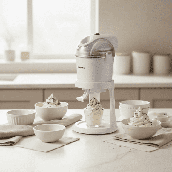 Máquina Para Hacer Helado Sokany 1l Eléctrica Rápida Y Fácil Blanco 60 Hz