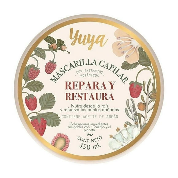 Mascarilla capilar Yuya Republic Cosmetics repara y restaura argán y pantenol frutos rojos 350 ml
