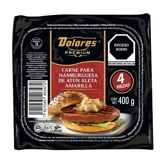 Carne para Hamburguesa Dolores Premium Atún Aleta Amarilla Congelada 400 g