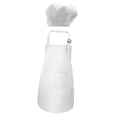 thumbnail image 4 of Conjunto de delantal y gorro de chef para niños de 3 a 13 años con babero ajustable y bolsillo. Blanco M, 4 of 9