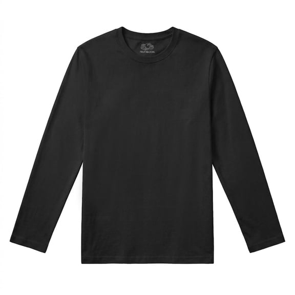 Playera Fruit of the Loom para Hombre,Manga Larga Cuello Redondo, Negro, Talla M