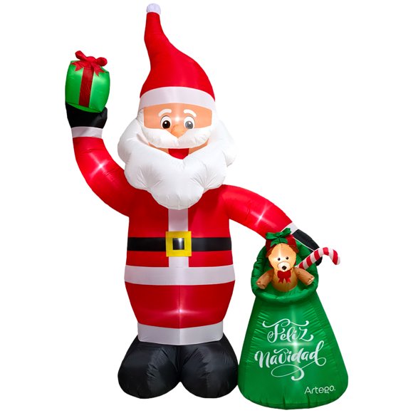 Inflable de Navidad SANTA CLAUS con costal mágico navideño MEGA gigante con led 3m Artego