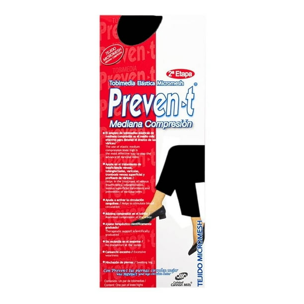 Tobimedias Preven-t para Mujer, Liso Negro Talla EG