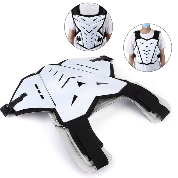 Chaleco de motocicleta a prueba de golpes, protección transpirable para el pecho y la espalda para montar en deportes al aire libre, color blanco