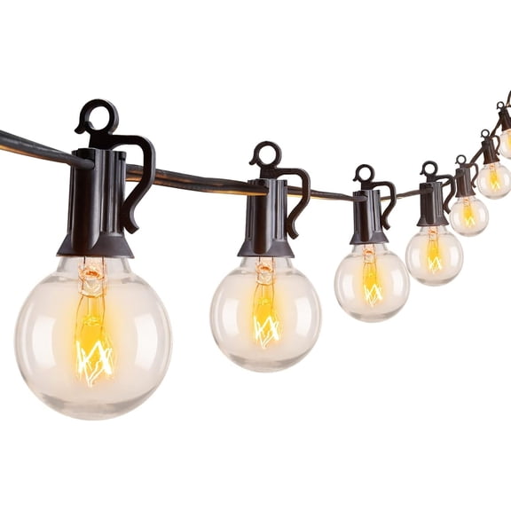 Luces de Cadena para Exterior Brightown GYPC-O255AU 30 Pies 25 Focos G40 E12 Blanco Cálido