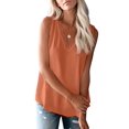 thumbnail image 2 of Camiseta de Tirantes Holgada Sin Mangas con Cuello en V y Encaje de Pestañas de Verano, Color Naranja, Talla XXL, 2 of 9