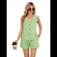thumbnail image 3 of Traje Corto de Dos Piezas para Mujer, de , con Cuadros, Color Verde, Talla XL, 3 of 7