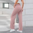 thumbnail image 4 of Amzcrzy Pantalones Vestir Mujer Color Liso S-2XL - Cintura Alta Elástica, Pliegues Frontales, Sin Cremallera, Bolsillos, Para Trabajo Rosa, 4 of 5