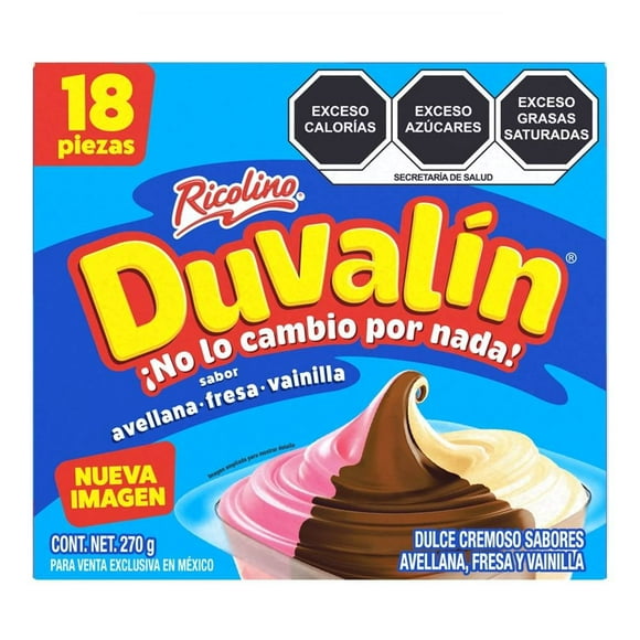 Dulce Duvalín Ricolino tri sabor 18 pzas