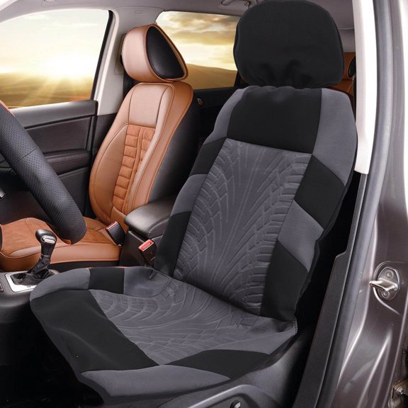 unbranded 1Jgo Funda De Asiento Para Auto Gris Con A Rayas Transpirable Y Compatible Con Bolsa De Aire