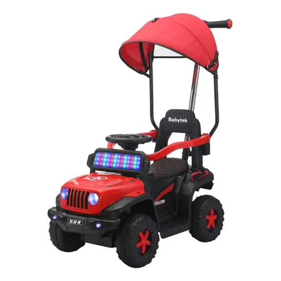 Tek Correpasillos Bebé 3 En 1 Carro Montable Eléctrico Tipo Jeep Rojo