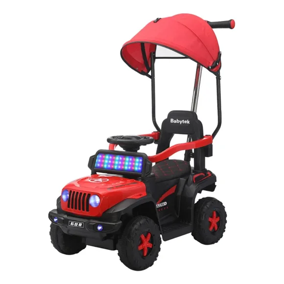 Tek Correpasillos Bebé 3 En 1 Carro Montable Eléctrico Tipo Jeep Rojo