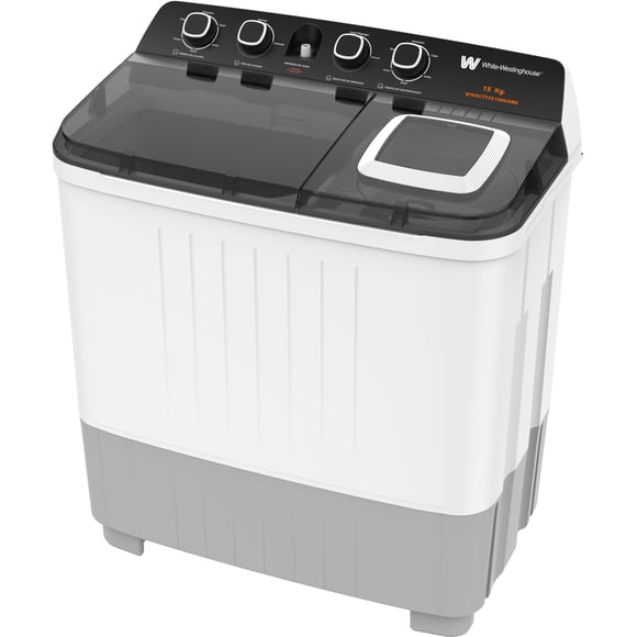 White Westinghouse  Lavadora Doble Tina 15 kg  WWXCTT251006QBK  Gabinete en polipropileno  4 niveles de agua  4 perillas de control  Bajo consumo de energía  Ahorro de agua