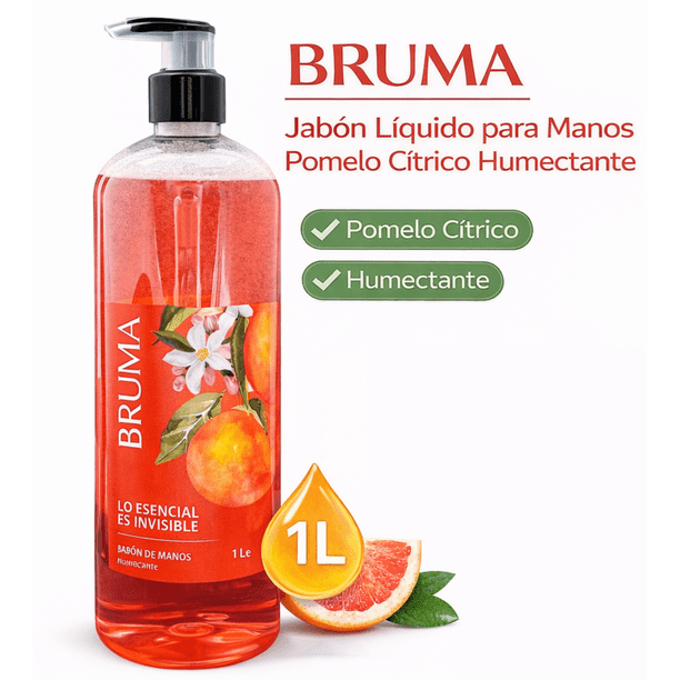 BRUMA Jabón Líquido para Manos Pomelo Cítrico Humectante 1 L, Aroma Cítrico para Uso Diario