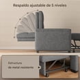 thumbnail image 4 of Zocalo Sofá Cama Convertible 3 en 1 de 2 Plazas con Respaldo Ajustable y Almacenamiento, 176 cm, Gris Oscuro, 4 of 10
