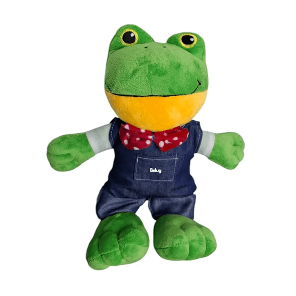 Peluche Rana Rene 30cm Belug, Verde Overol Azul