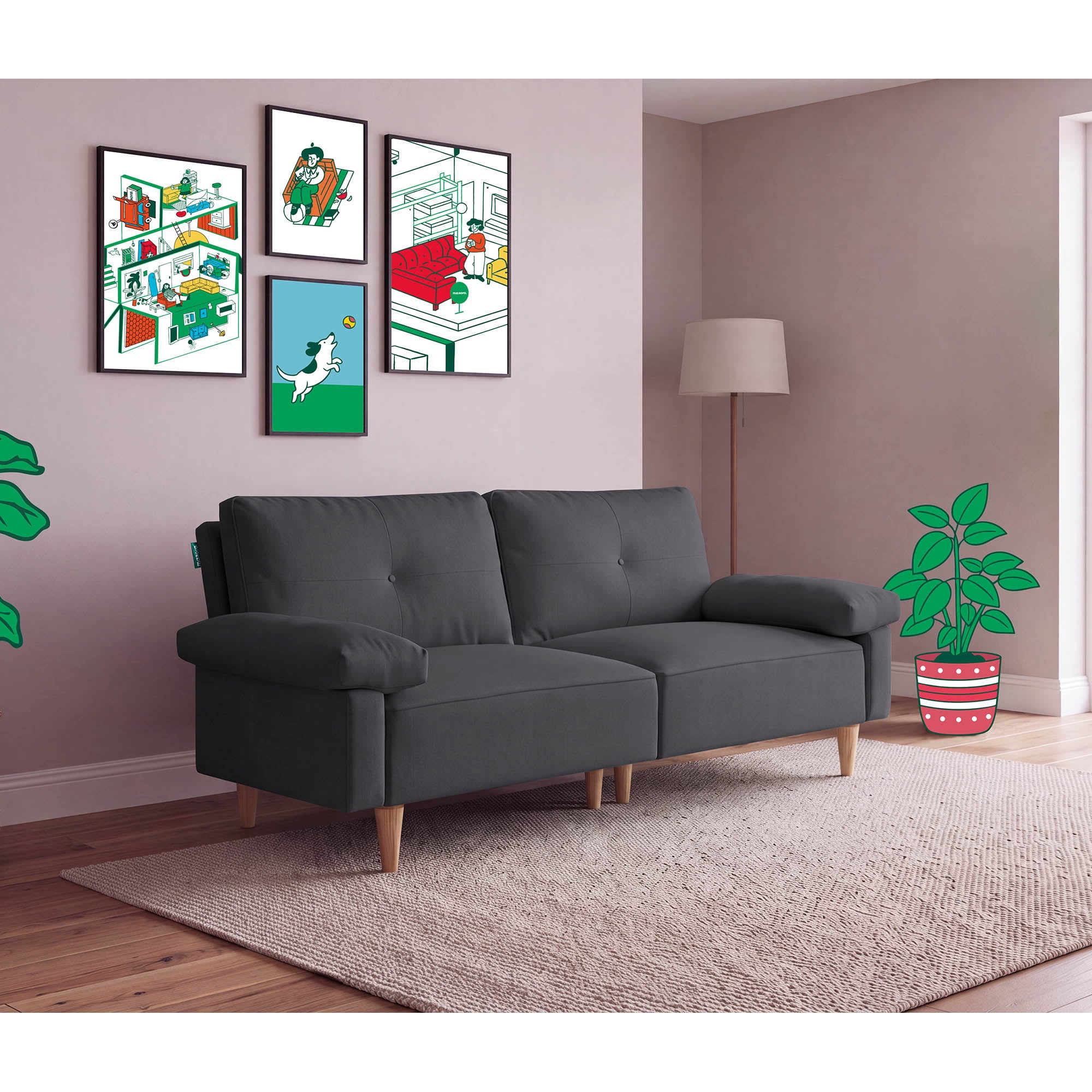 Sofá Cama Makora Yarvis Oxford Lino 3 Posiciones con Soft Foam Reclinable