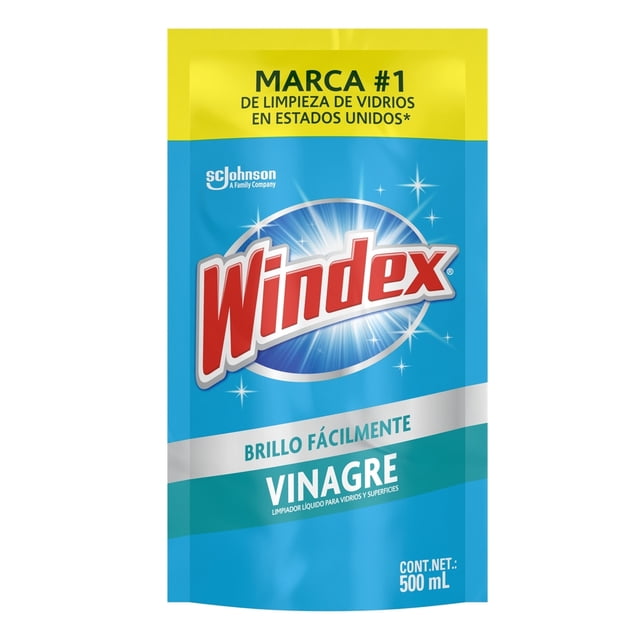 Limpiador Líquido para Vidrios y Superficies Windex Formulado con Vinagre Repuesto de 500 ml