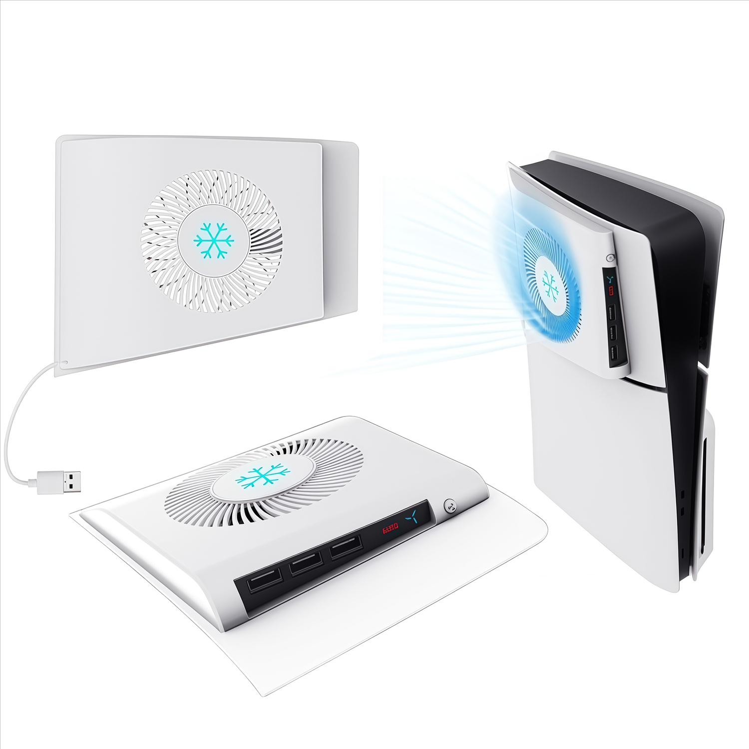 Ventilador de refrigeración trasero para la consola PS5 Slim; ventilador con disipación térmica mejorada, compatible con las ediciones Disc y Digital de la PlayStation 5 Slim