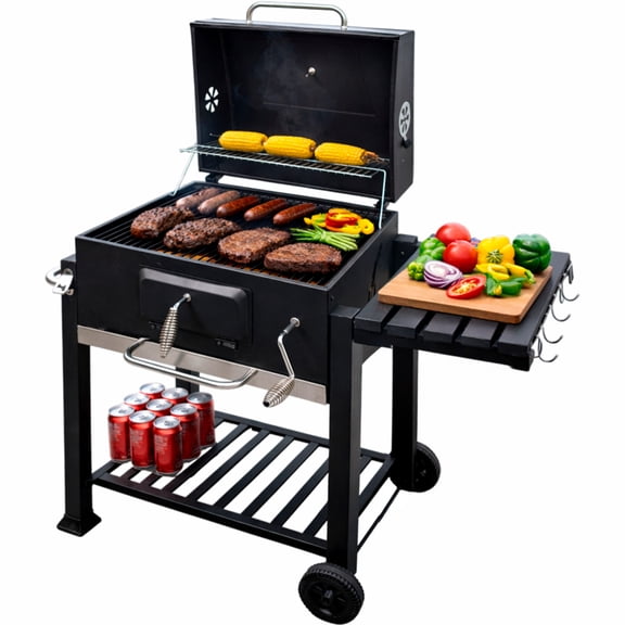 Asador Ahumador A Carbón Jardimex Con Parrilla Acero Carne Practico