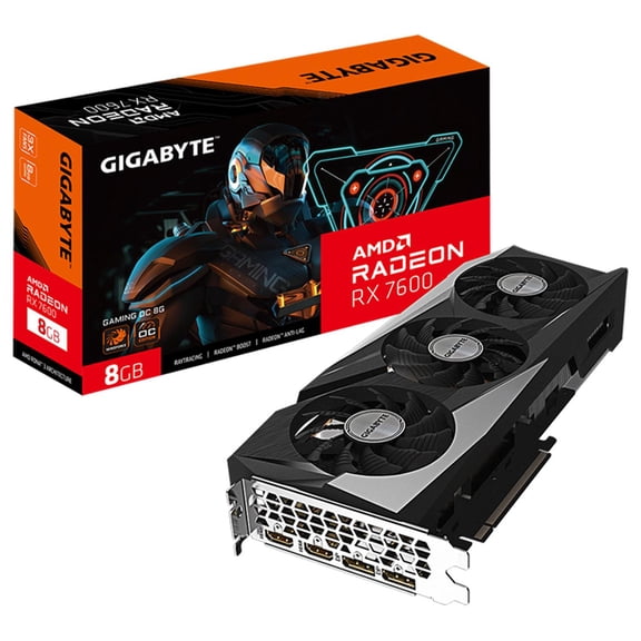 Tarjeta de Video GIGABYTE Radeon RX 7600 GAMING OC 8GB GDDR6 negro GV-R76GAMING OC-8GD
