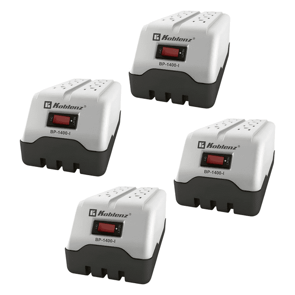 Reguladores Koblenz 1400VA 8 Contactos Gris Combo 4 PZAS para Computadora y TV