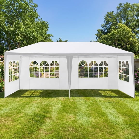 Carpa Toldo 3x6 Metros con Paredes Y Ventanas Reforzado Plegable Impermeable Facil Armado Y Transporte para Jardín Casa Exterior Uso Rudo Acero Lona (Blanco)