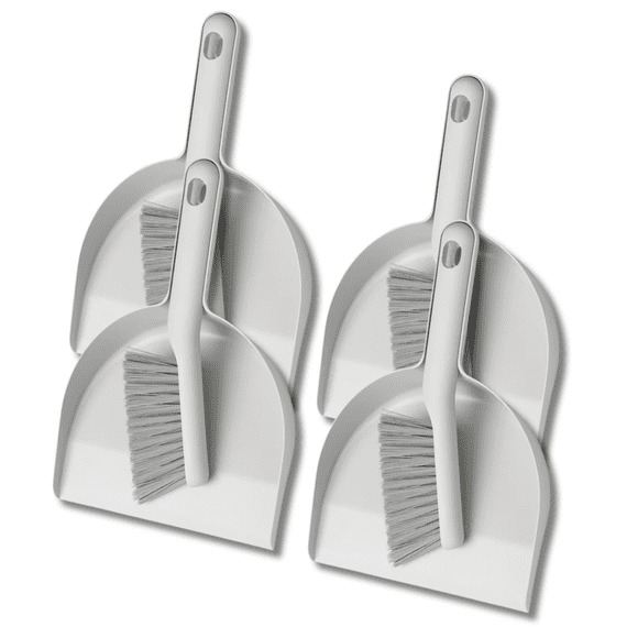 Recogedor y escobilla LUXVI de plástico resistente para limpieza eficiente (Gris, 4 pzs)