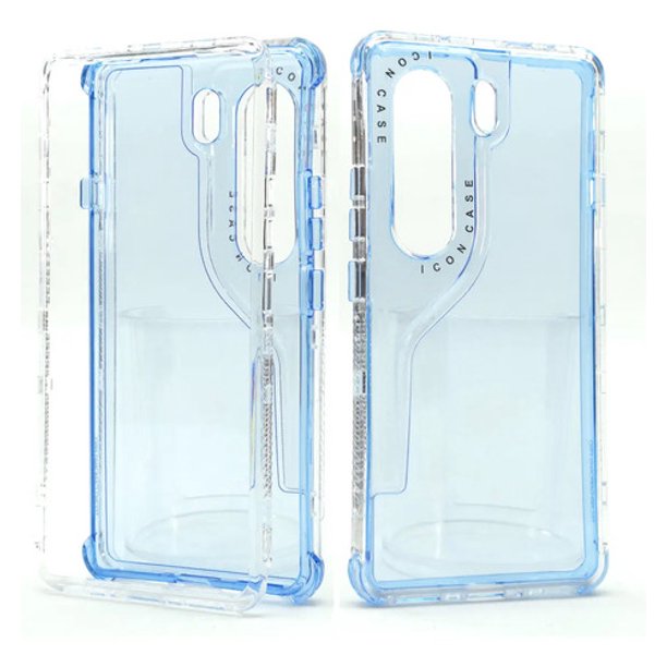 Funda 3 en 1 Icon Case Shine Colors para Tecno Camon 40, Carcasa, Protector, Uso Rudo, Protección 360, Full Case, Bumper, Antigolpes, Esquinas Reforzadas, Protección de Cámara - Azul