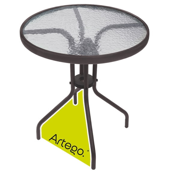Mesa circular de vidrio Artego estructura de acero compacta 60cm terraza jardín balcón