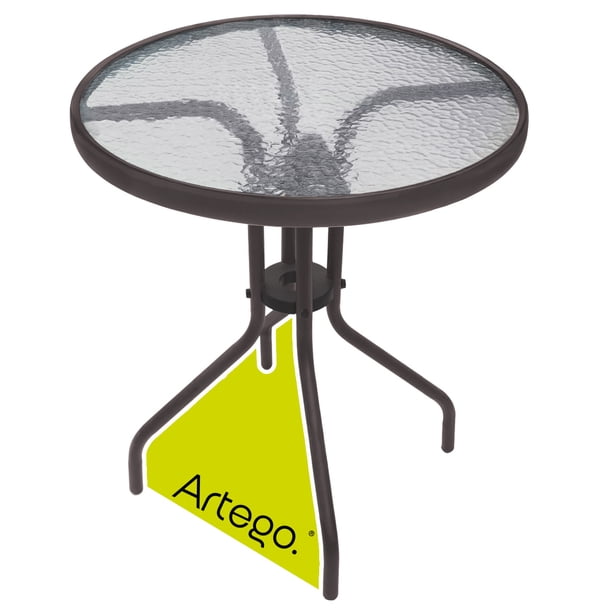 Mesa circular de vidrio Artego estructura de acero compacta 60cm terraza jardín balcón