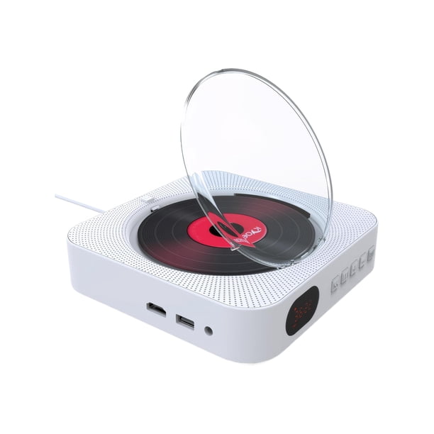 Injueey Reproductor de discos ABS con sistema de altavoz dual incorporado La conexión Bluetooth puede conectar el disco U/USB Sistemas de cine en casa blanco