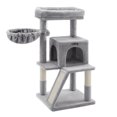 thumbnail image 4 of Feandrea Árbol de Gatos, Torre para Gatos Grandes, con Plataforma Grande, 2 Puertas, Pompón, Gris Claro, 4 of 5