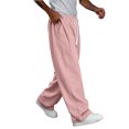 thumbnail image 4 of Amzcrzy Pantalones Deportivos Hombre Clásicos Color Liso Cintura Alta Elástica Cordón Pierna Recta Holgados Anchos Cómodos Con Bolsillos Tallas S-2XL Rosa, 4 of 8