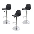 thumbnail image 1 of Sillas para Bar y Barra de Cocina con Respaldo y Reposapies de Altura Ajustable Banco Taburete Giratorio con Asiento Acolchado de Diseño Moderno Set 3 Piezas Negro, 1 of 7