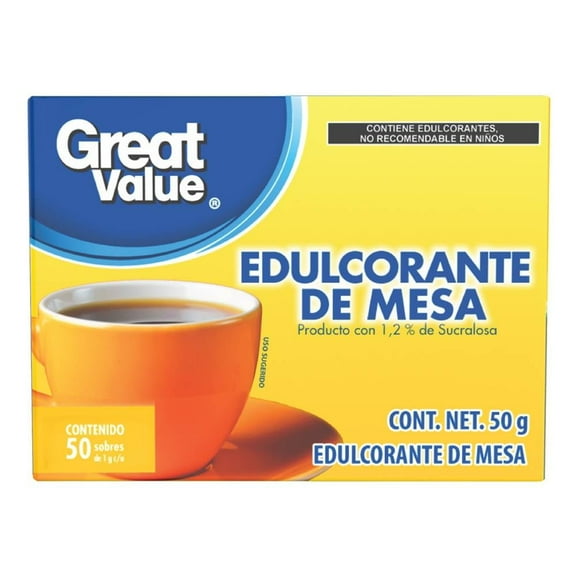 Edulcorante de mesa Great Value 50 pzas
