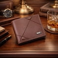 thumbnail image 1 of Cartera de cuero Cartera delgada para hombres con clip para dinero Cartera simple con doble pliegue Carteras para hombres con compartimento para tarjetas de crédito Cartera para hombres con monedero O, 1 of 6
