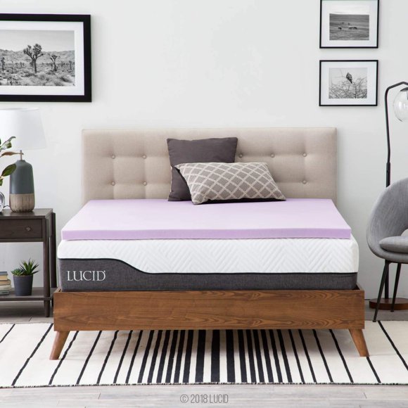 Cubrecolchón de espuma viscoelástica Lucid de 5 cm con infusión completa de lavanda
