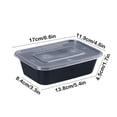 thumbnail image 3 of Fiambrera de plástico desechable con tapa | Recipiente rectangular para comida para llevar | Caja hermética a prueba de fugas para preparar comidas, 3 of 8