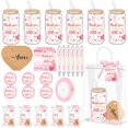 thumbnail image 1 of Juegos de baby shower de San Valentín 6 piezas corazones rosados y rojos regalos invitados vaso posavasos espejo bolsa regalo tarjeta, 1 of 7