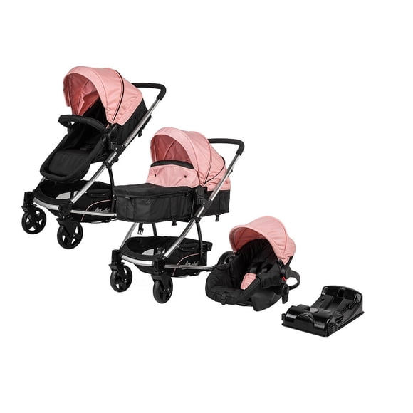 Carriola de Viaje para Bebe Plegable Ligera con Portabebe-Rosa