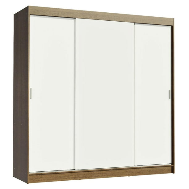 Ropero Closet Madesa Reno 3 Puertas Corredizas - Marrón/Blanco