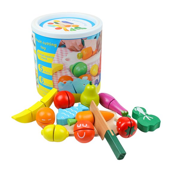 Juguete de comida para jugar, simulación de frutas y verduras, juguetes para cortar habilidades motoras, educativo para edades de 1, 2 y 3 años,