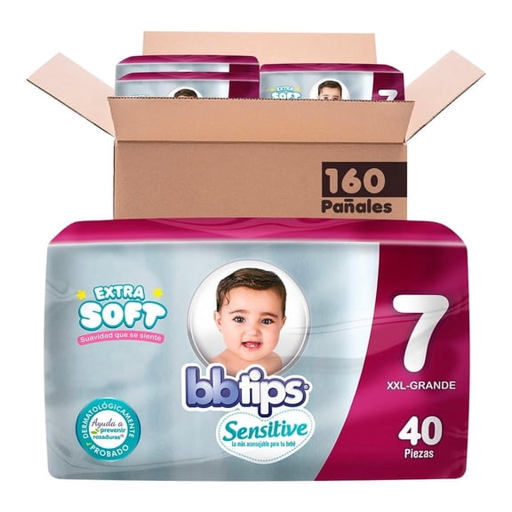 Pañal para Bebé Bbtips Sensitive Etapa 7 160 piezas