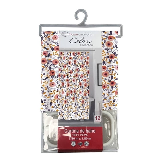 Cortina de Baño Home Creations HCRE CORTINA P FLORE Flores Rosas 180x180 cm