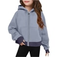 thumbnail image 1 of Sudadera de manga larga con cuello redondo y media cremallera para niñas de 5 a 14 años, sudadera corta de felpa suave y ligera con bolsillo, como se muestra en la imagen, de 5 a 13 años., 1 of 4