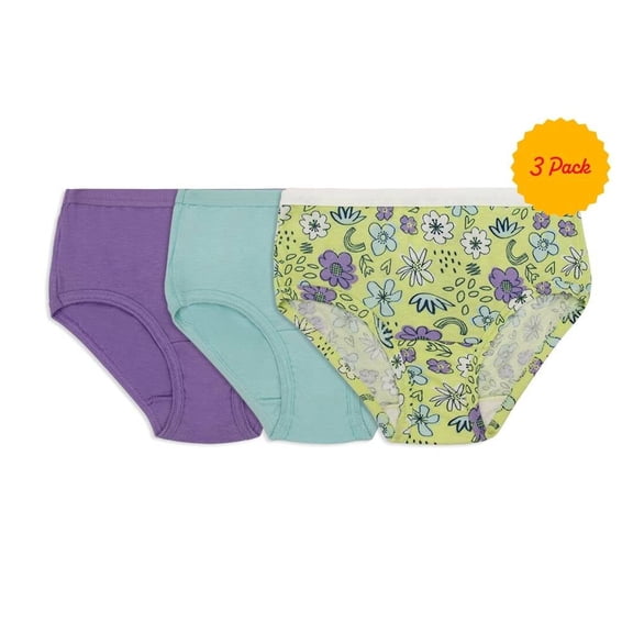 Pantaleta Corte a la Cadera Fruit of the Loom para Niña, Algodón Premium 3 Piezas Multicolor Talla 14