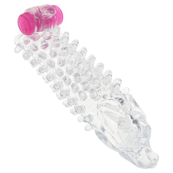 FELTECHELECTR Expansor de condón transparente con anillo vibrador retardante para retrasar la impotencia, funda de extensión para condón para hombre.