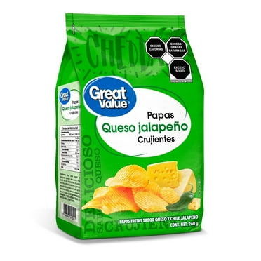 Papas fritas Great Value crujientes sabor queso jalapeño 260 g